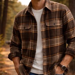 Woolrich Mens size Medium Shirt Jacket 100% Cotton Thick Heavyweight Button Down